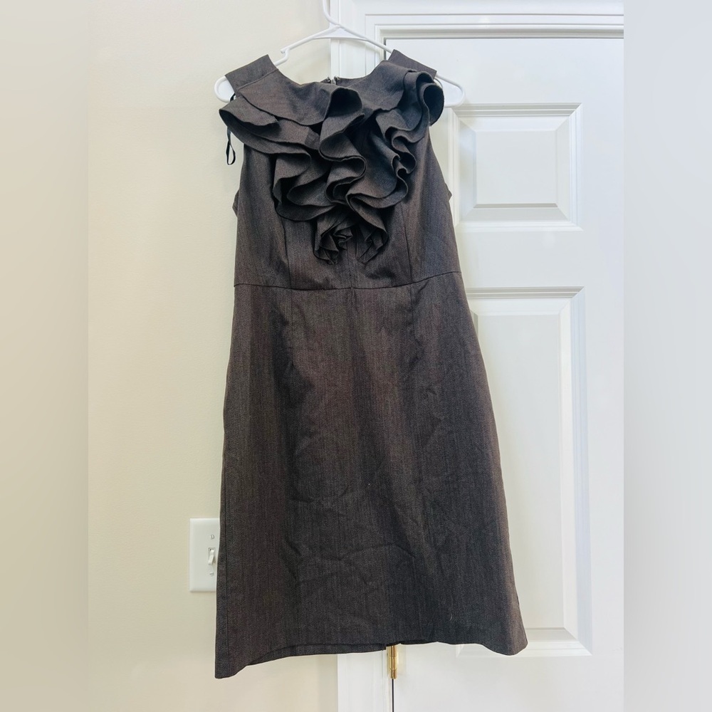 Chic Strapless Ruffle Dress in Rich Brown - Picture 2 of 7